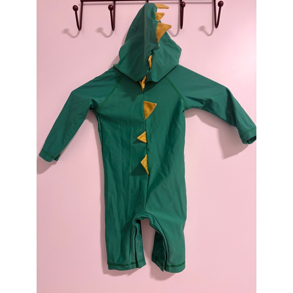Toddler Dinosaur One Piece Swimsuit Green Hooded Rash Guard 24-36 Months